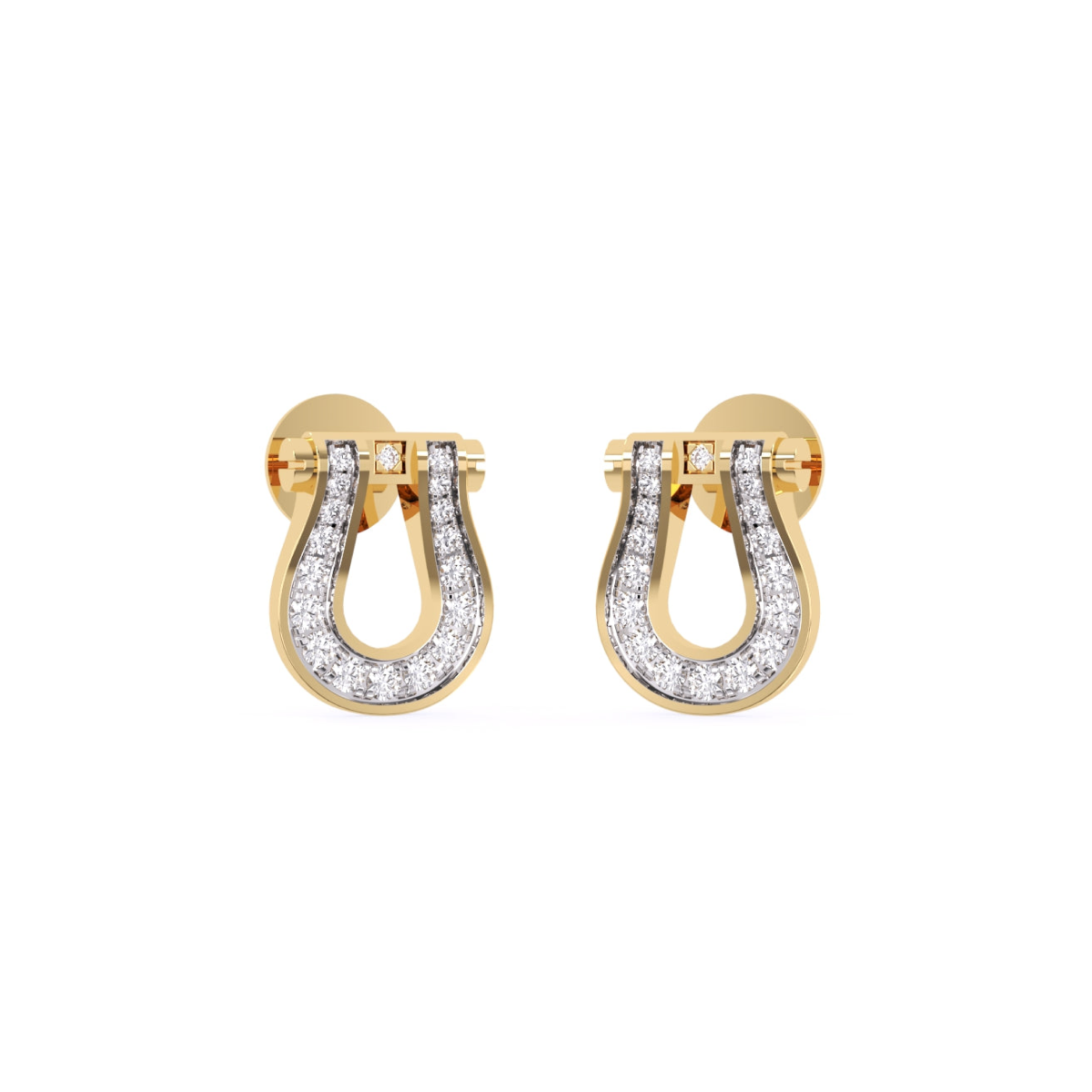 Rose Gold Lab Grown Diamond Lucky Horseshoe Stud Earrings